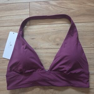 NWT CRZ YOGA Women's V Neck Halter Bikini Top Fuchsia Size L